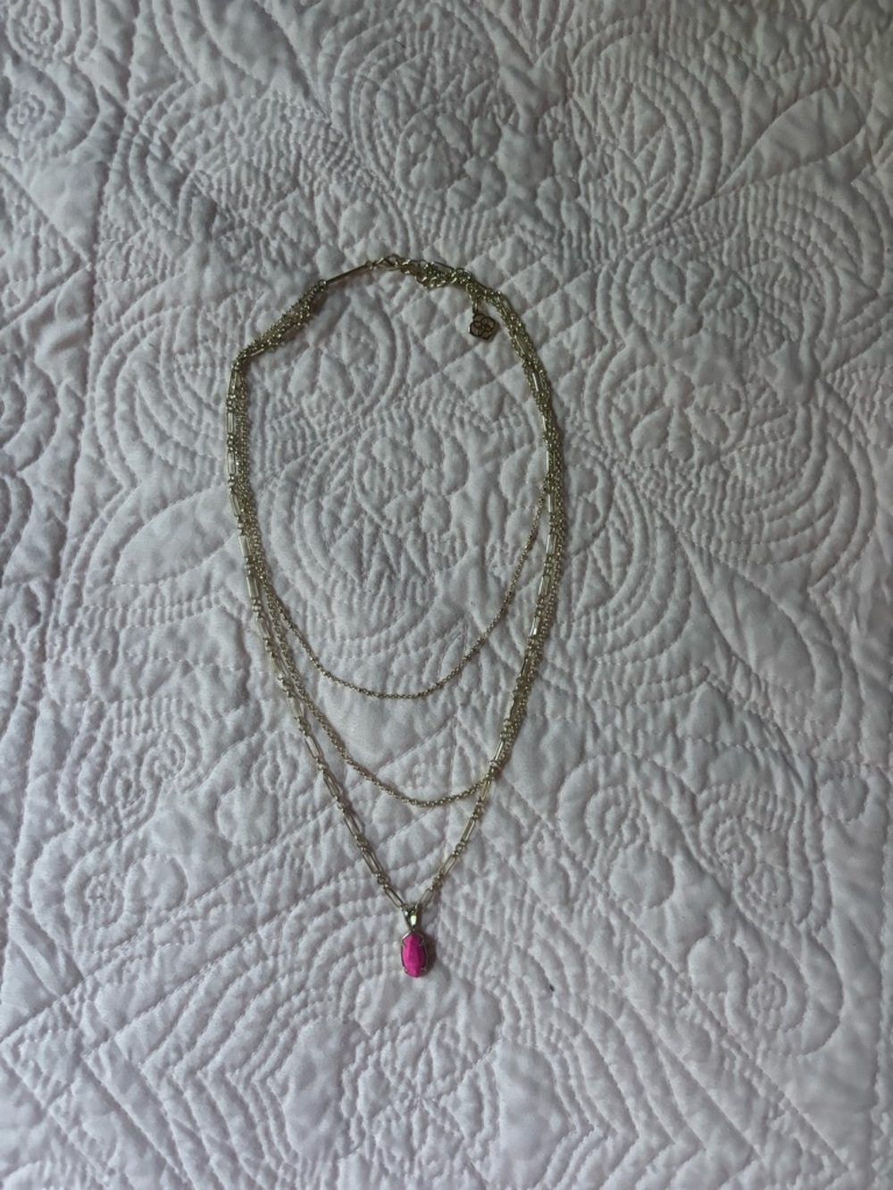Kendra Scott Gold-Tone Layered Necklace with Hot Pink Pendant